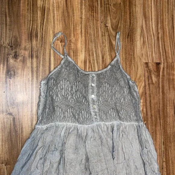 Oddy women’s dress Small 4 6 maxi hippy boho grey distressed lace flowy light - Picture 2 of 9